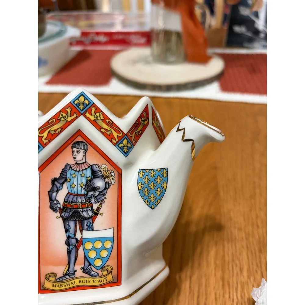 Medieval History Knights Castle Teapot King Henry V Earl of Warwick Gold Gilt